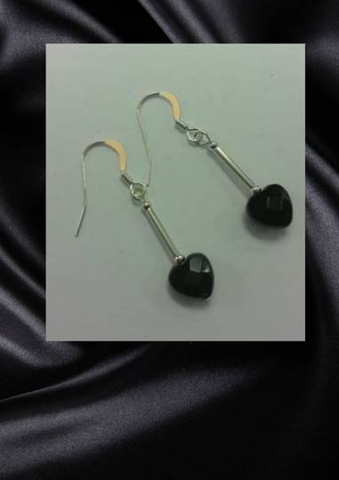 Faceated Onyx Heart Earrings